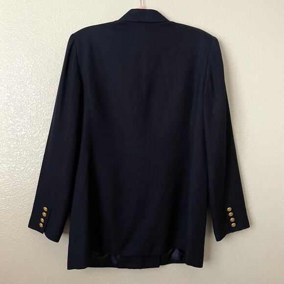 Talbots Blazer Womens Size 12 Navy Blue Linen Blend Military Double Breasted - Picture 7 of 11